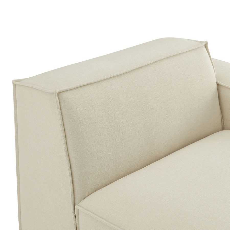 Atlas Performance Fabric Upholstered Right-Facing Modular Lounge Chair in Ecru