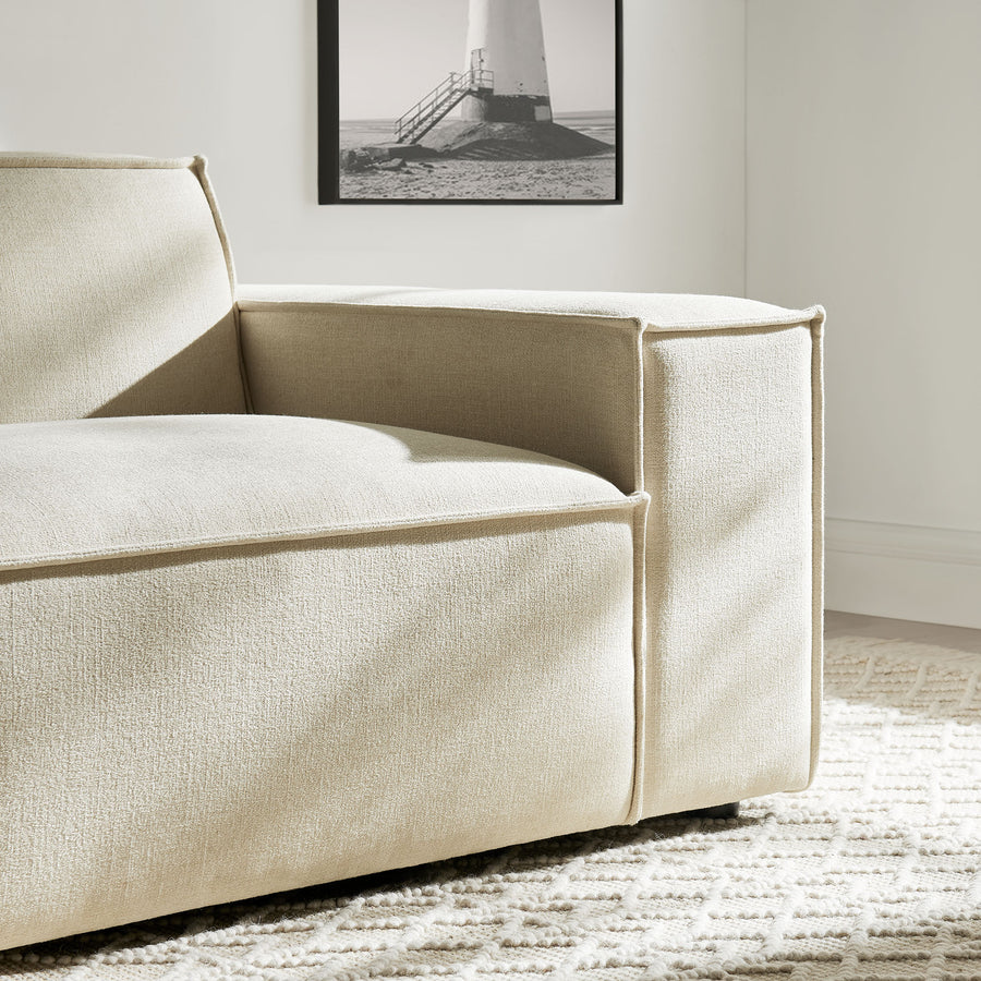 Atlas Performance Fabric Upholstered Right-Facing Modular Lounge Chair in Ecru