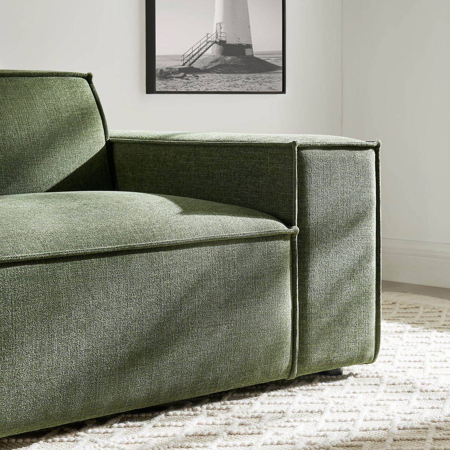 Atlas Performance Fabric Upholstered Right-Facing Modular Lounge Chair in Foliage