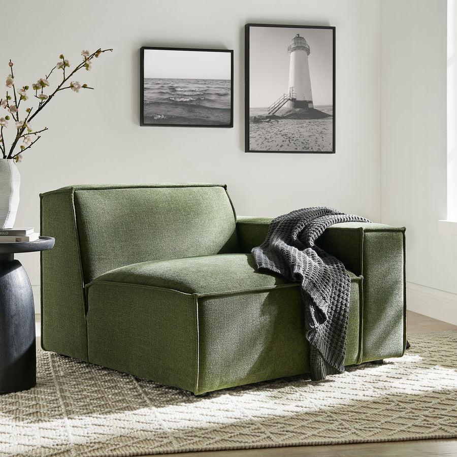 Atlas Performance Fabric Upholstered Right-Facing Modular Lounge Chair in Foliage