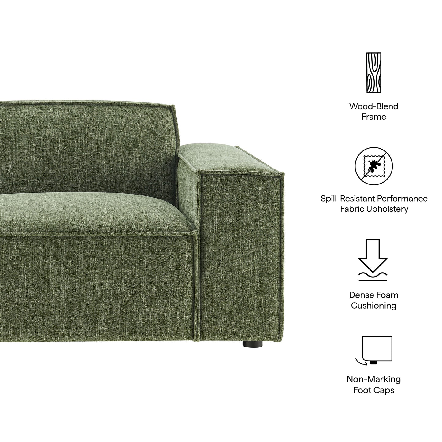 Atlas Performance Fabric Upholstered Right-Facing Modular Lounge Chair in Foliage