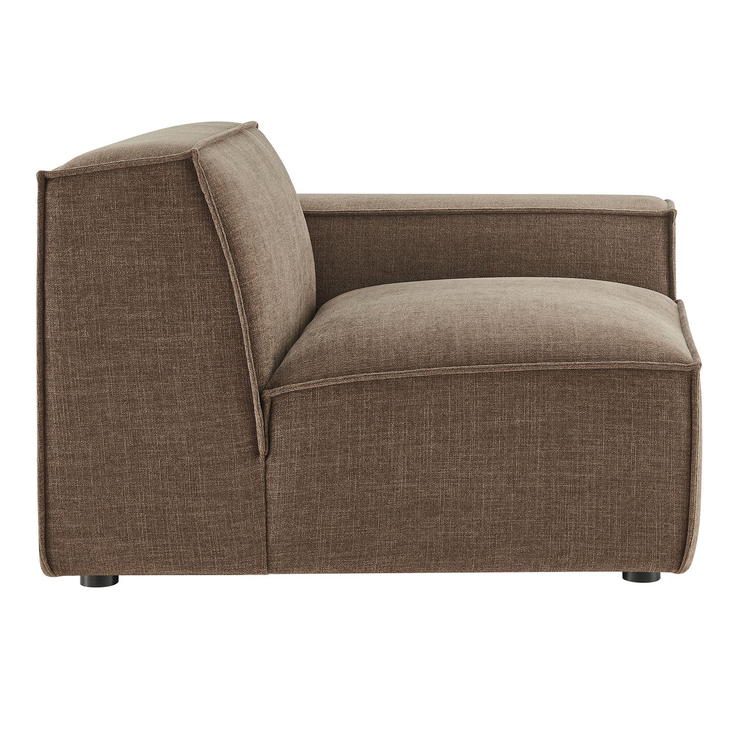 Atlas Performance Fabric Upholstered Right-Facing Modular Lounge Chair in Mocha