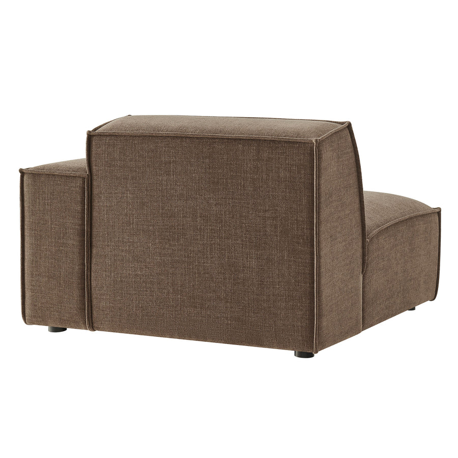 Atlas Performance Fabric Upholstered Right-Facing Modular Lounge Chair in Mocha