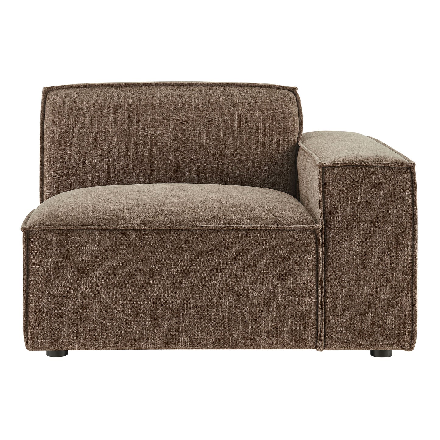 Atlas Performance Fabric Upholstered Right-Facing Modular Lounge Chair in Mocha