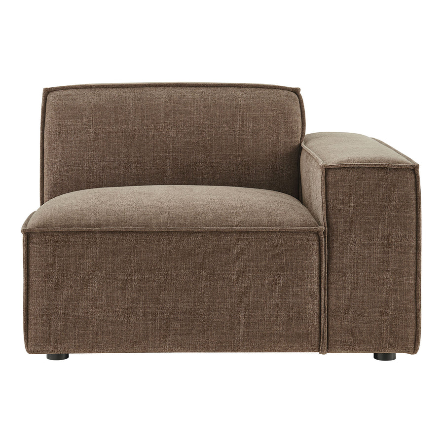 Atlas Performance Fabric Upholstered Right-Facing Modular Lounge Chair in Mocha