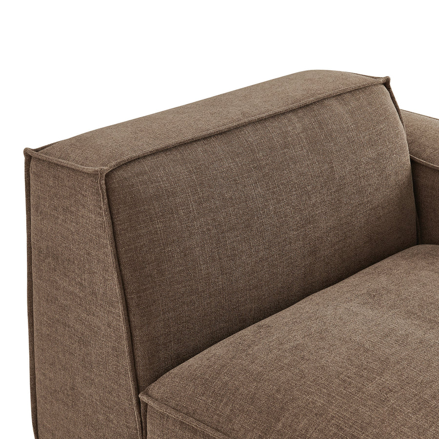 Atlas Performance Fabric Upholstered Right-Facing Modular Lounge Chair in Mocha