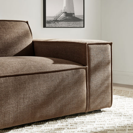 Restore Performance Fabric Upholstered Right-Facing Modular Lounge Chair in Mocha