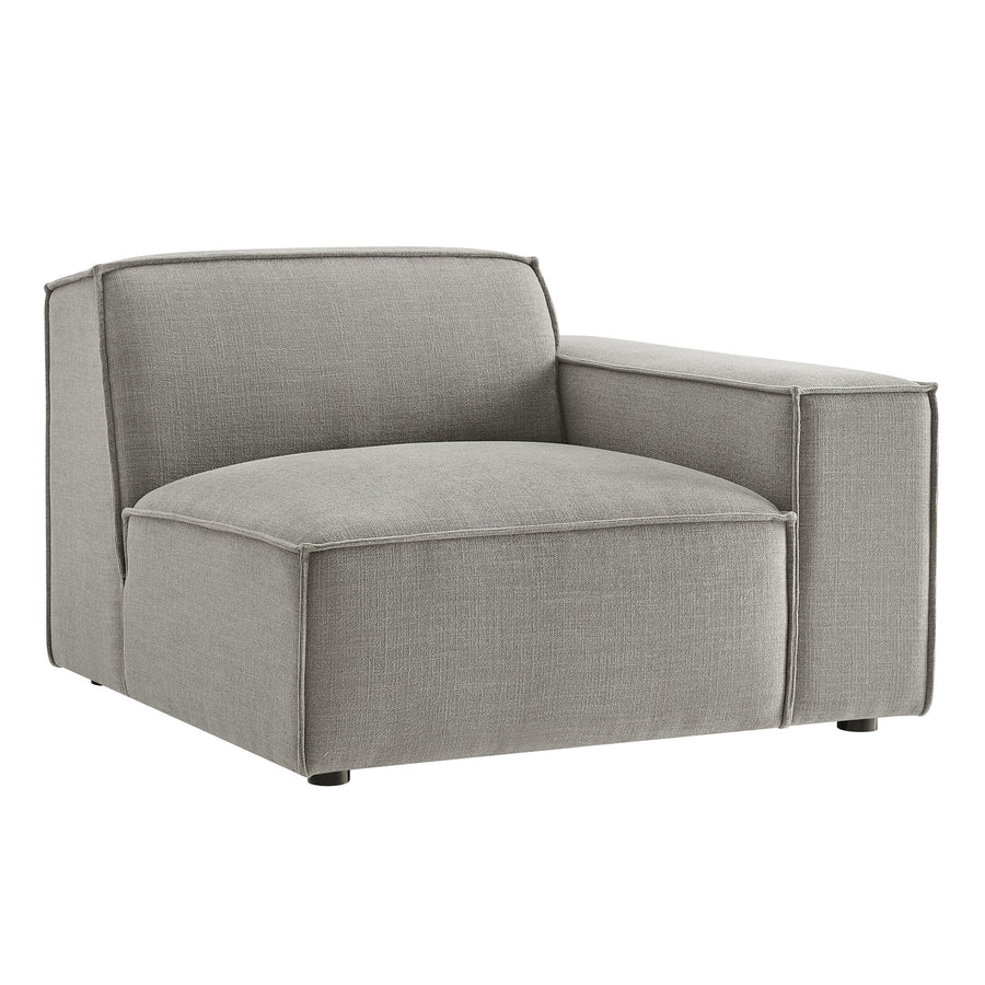 Atlas Performance Fabric Upholstered Right-Facing Modular Lounge Chair in Pewter