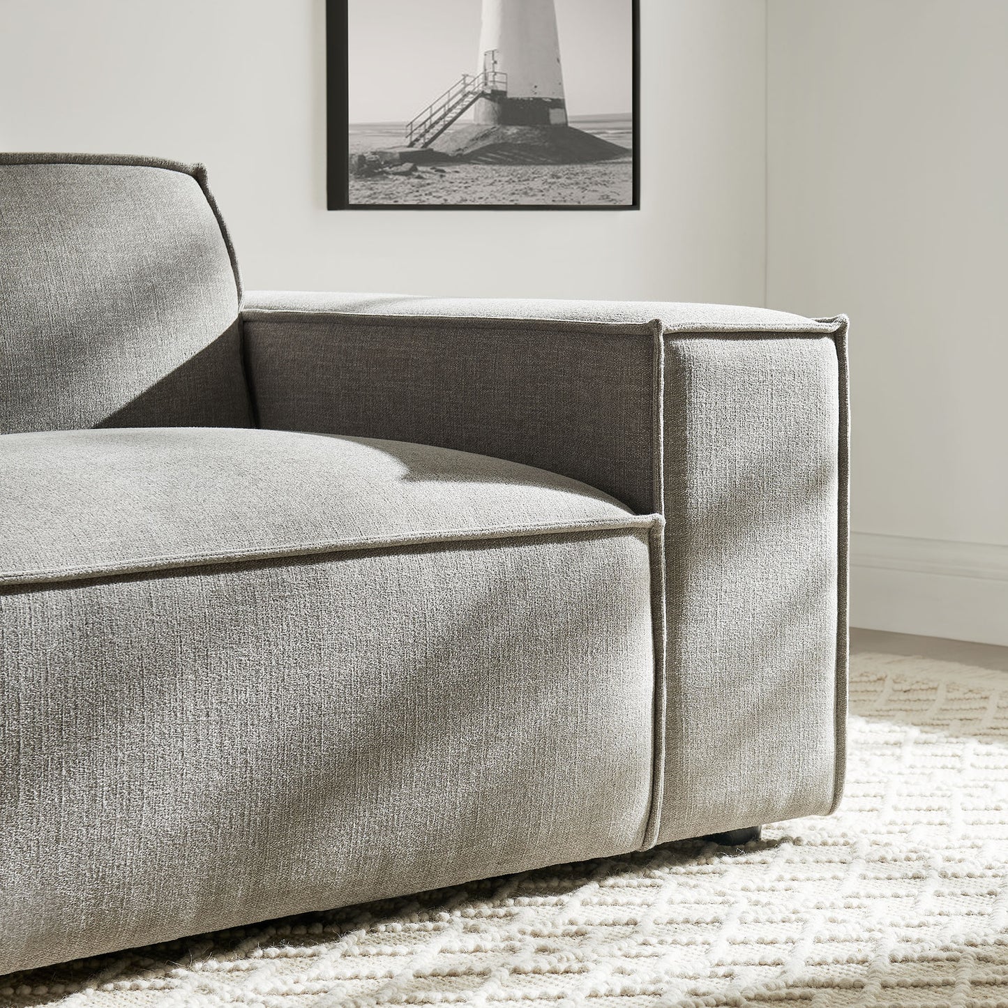 Atlas Performance Fabric Upholstered Right-Facing Modular Lounge Chair in Pewter