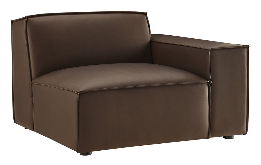 Atlas Vegan Leather Right-Facing Modular Lounge Chair in Espresso