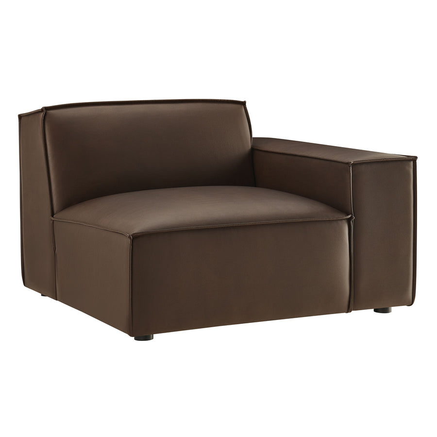 Atlas Vegan Leather Right-Facing Modular Lounge Chair in Espresso