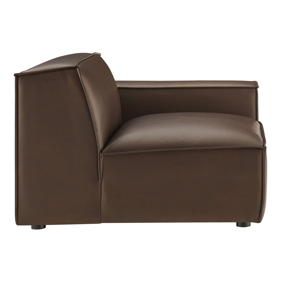 Atlas Vegan Leather Right-Facing Modular Lounge Chair in Espresso