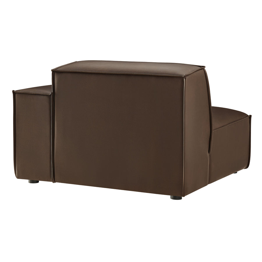 Atlas Vegan Leather Right-Facing Modular Lounge Chair in Espresso