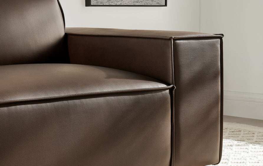 Atlas Vegan Leather Right-Facing Modular Lounge Chair in Espresso