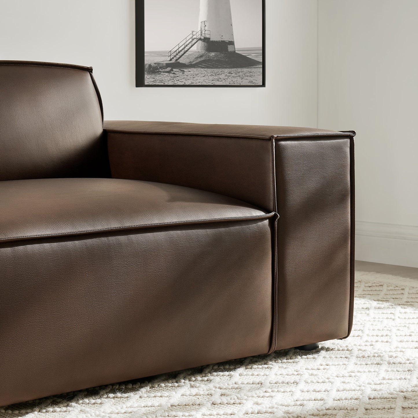Atlas Vegan Leather Right-Facing Modular Lounge Chair in Espresso