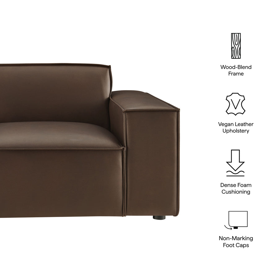 Atlas Vegan Leather Right-Facing Modular Lounge Chair in Espresso