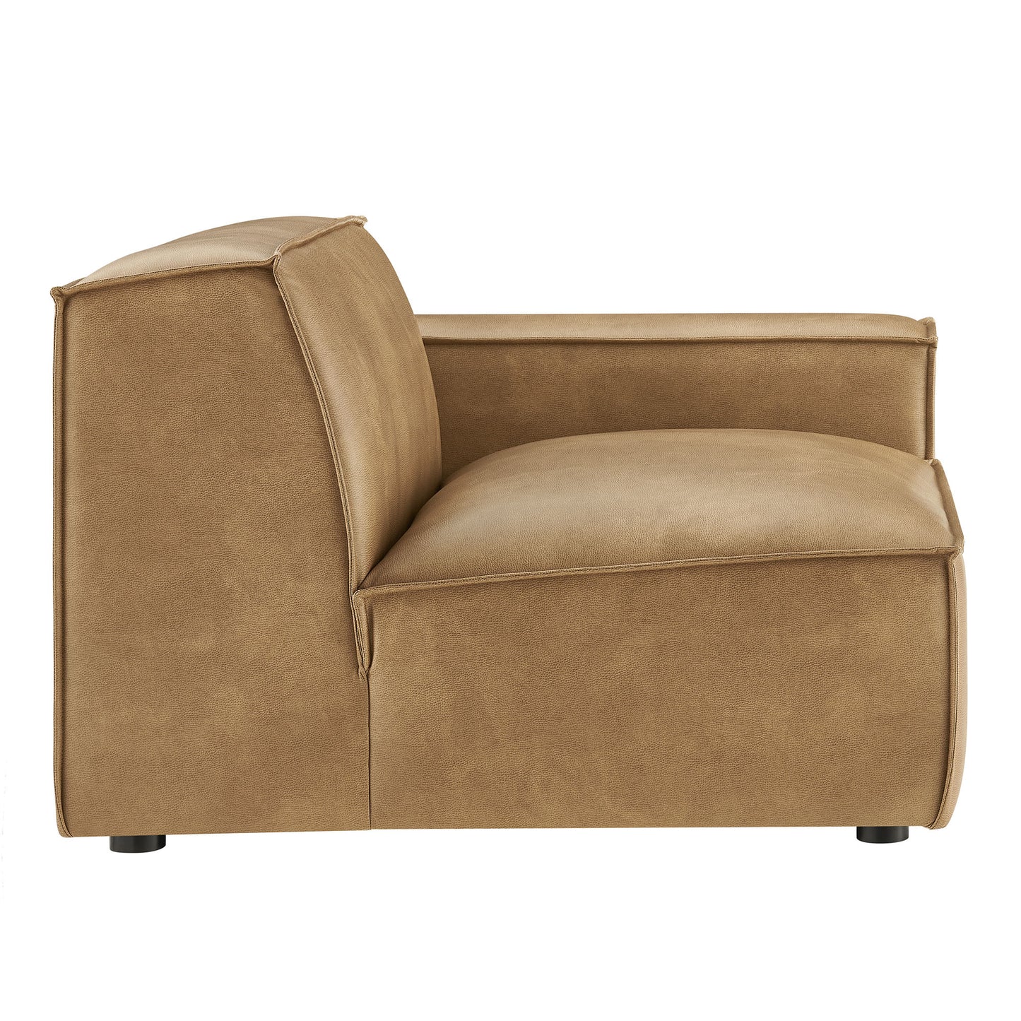Atlas Vegan Leather Right-Facing Modular Lounge Chair in Toast