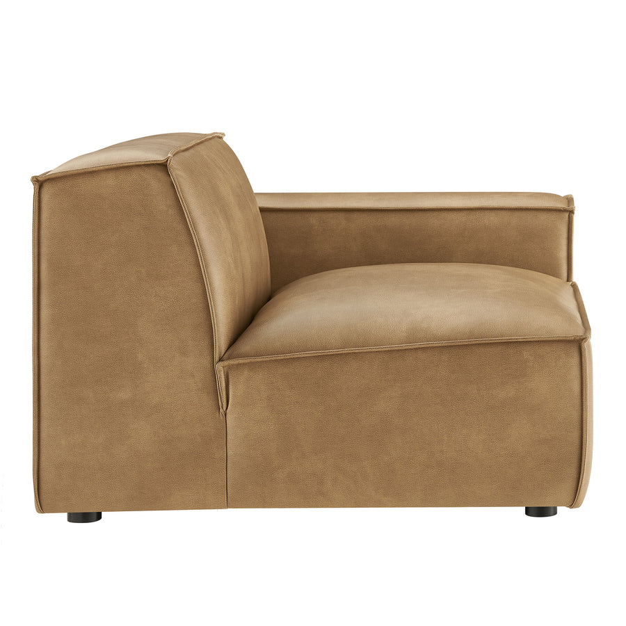 Atlas Vegan Leather Right-Facing Modular Lounge Chair in Toast