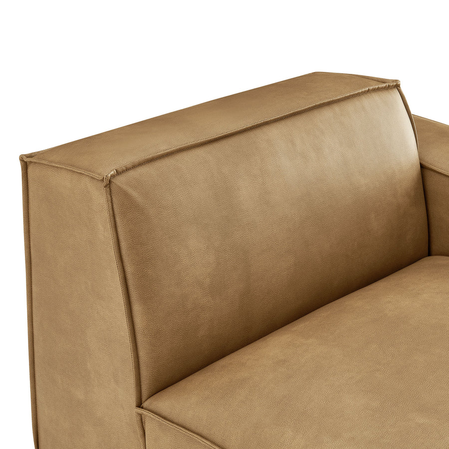 Atlas Vegan Leather Right-Facing Modular Lounge Chair in Toast