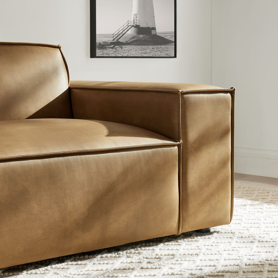 Atlas Vegan Leather Right-Facing Modular Lounge Chair in Toast