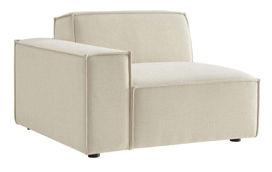 Atlas Performance Fabric Upholstered Left-Facing Modular Lounge Chair in Ecru
