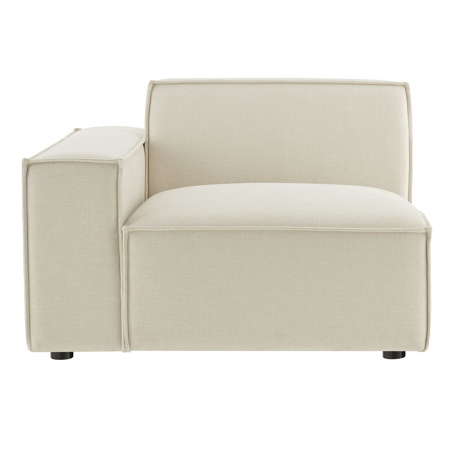 Atlas Performance Fabric Upholstered Left-Facing Modular Lounge Chair in Ecru