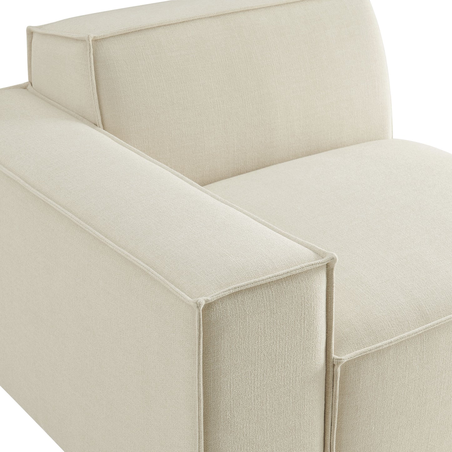 Atlas Performance Fabric Upholstered Left-Facing Modular Lounge Chair in Ecru