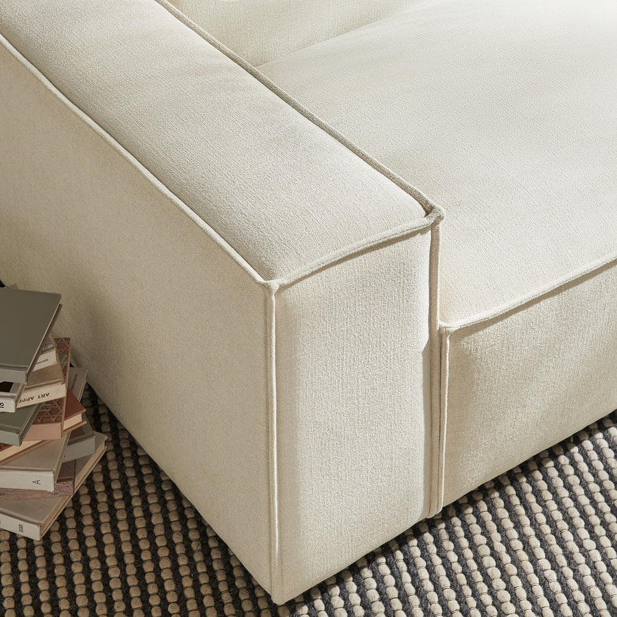Atlas Performance Fabric Upholstered Left-Facing Modular Lounge Chair in Ecru