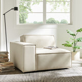 Atlas Performance Fabric Upholstered Left-Facing Modular Lounge Chair in Ecru