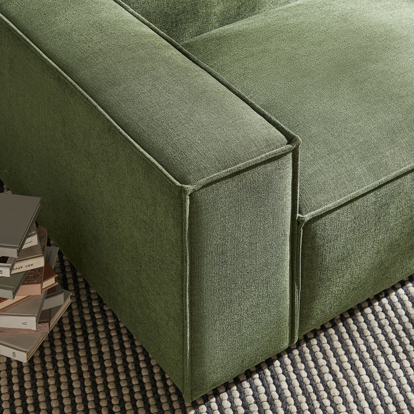 Atlas Performance Fabric Upholstered Left-Facing Modular Lounge Chair in Foliage