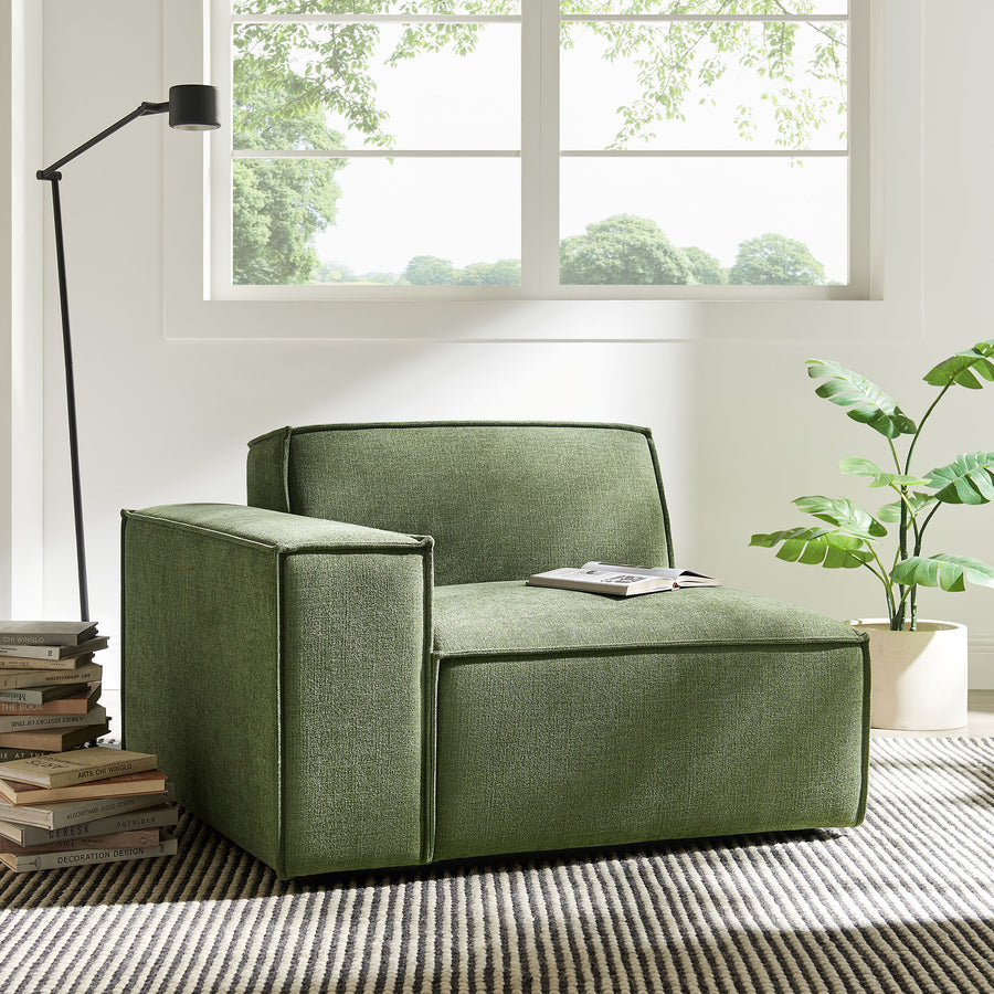Atlas Performance Fabric Upholstered Left-Facing Modular Lounge Chair in Foliage