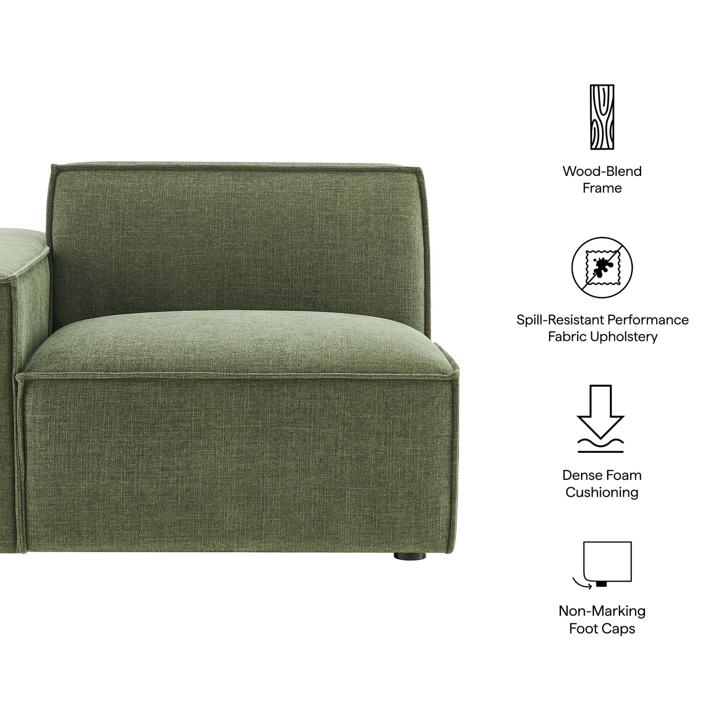 Atlas Performance Fabric Upholstered Left-Facing Modular Lounge Chair in Foliage