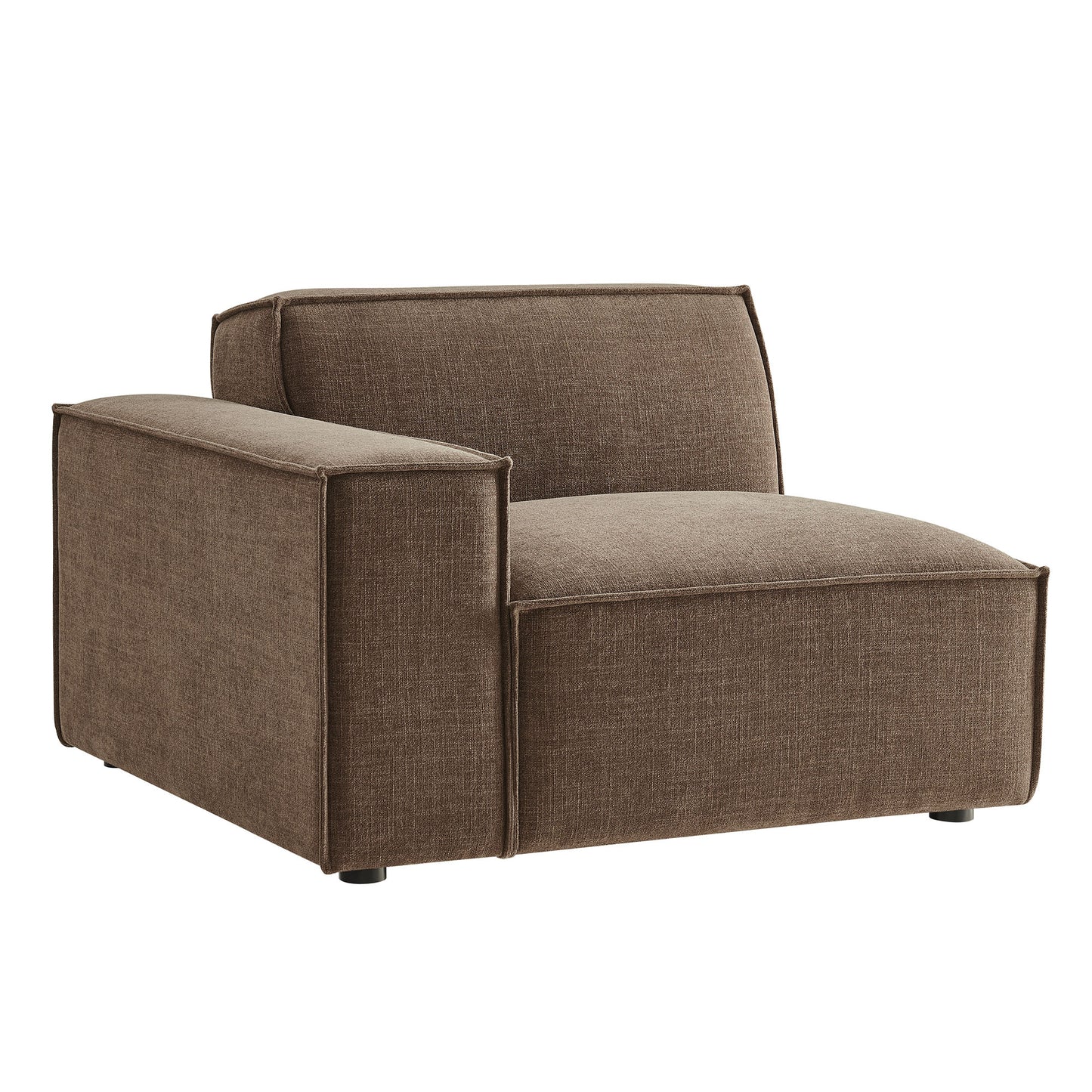 Atlas Performance Fabric Upholstered Left-Facing Modular Lounge Chair in Mocha