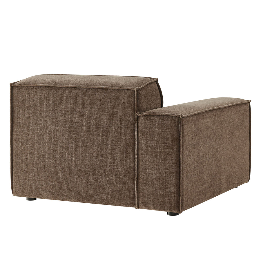 Atlas Performance Fabric Upholstered Left-Facing Modular Lounge Chair in Mocha