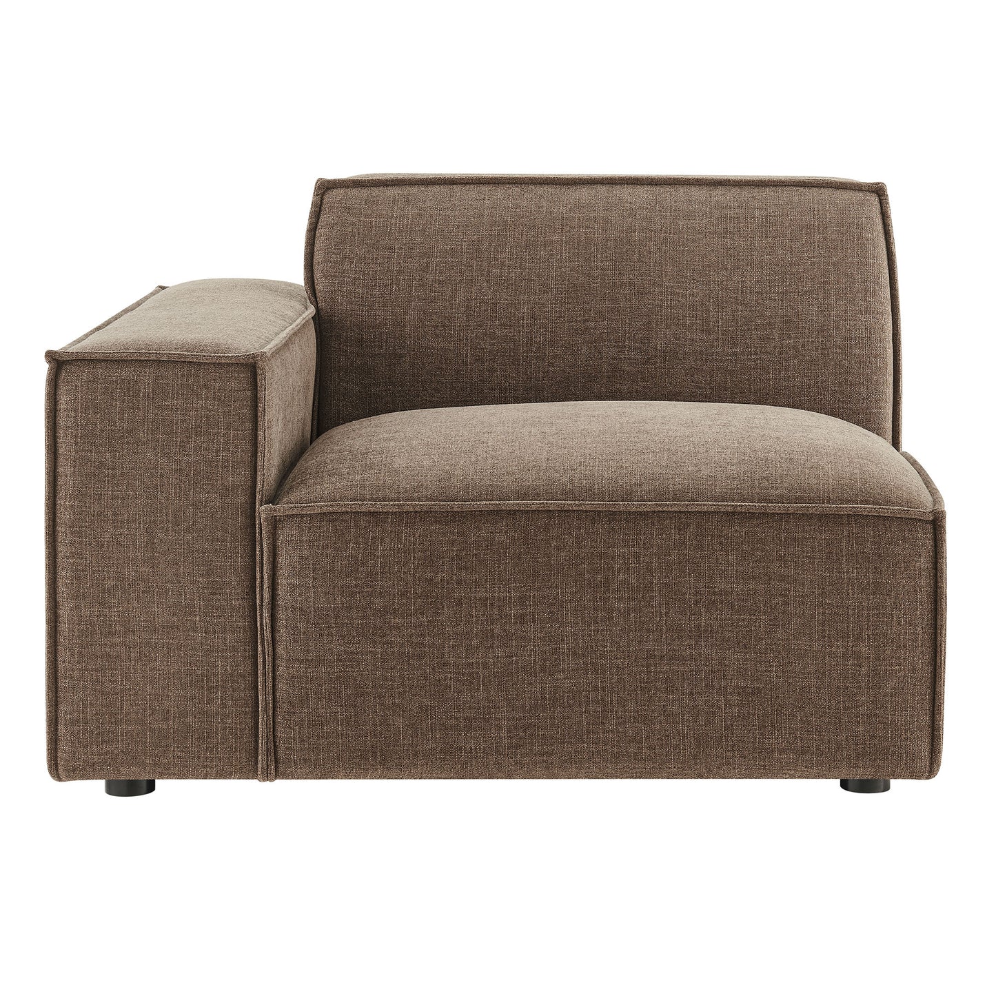 Atlas Performance Fabric Upholstered Left-Facing Modular Lounge Chair in Mocha