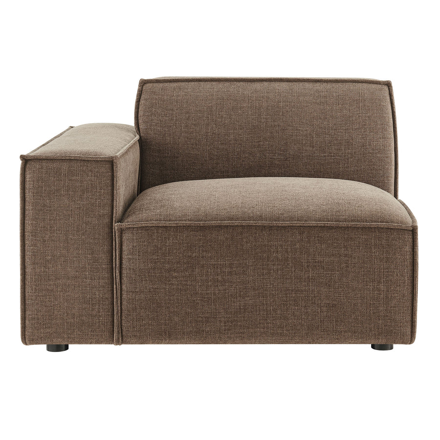 Atlas Performance Fabric Upholstered Left-Facing Modular Lounge Chair in Mocha