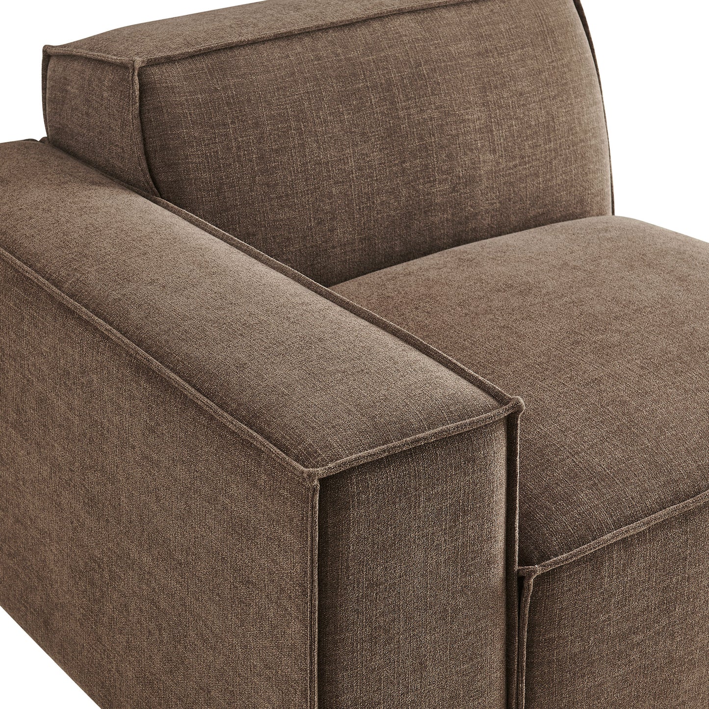 Atlas Performance Fabric Upholstered Left-Facing Modular Lounge Chair in Mocha