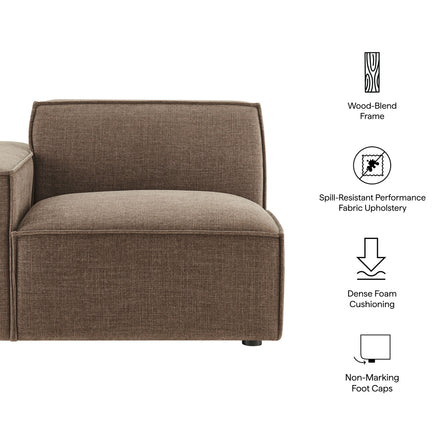 Restore Performance Fabric Upholstered Left-Facing Modular Lounge Chair in Mocha