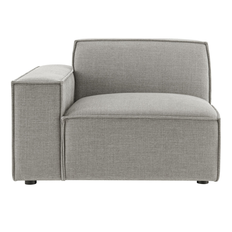 Atlas Performance Fabric Upholstered Left-Facing Modular Lounge Chair in Pewter