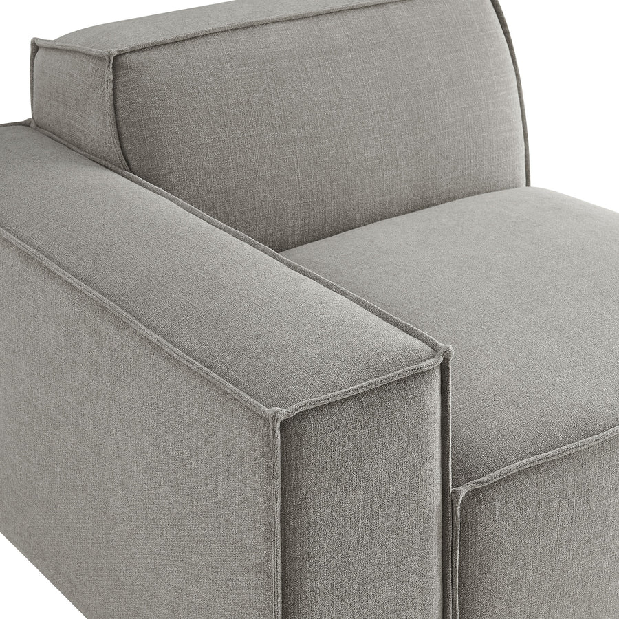 Atlas Performance Fabric Upholstered Left-Facing Modular Lounge Chair in Pewter