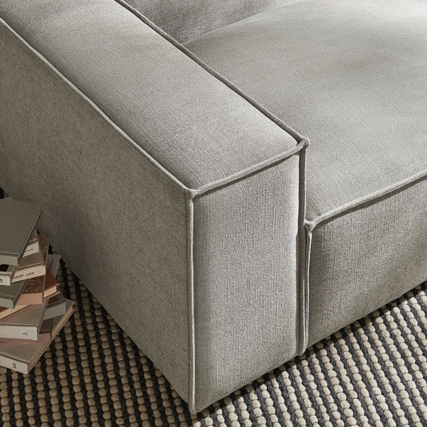 Atlas Performance Fabric Upholstered Left-Facing Modular Lounge Chair in Pewter