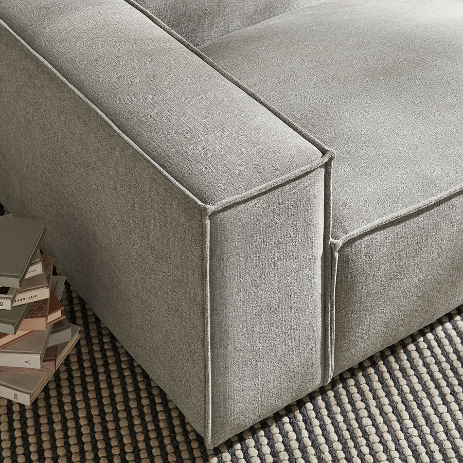 Atlas Performance Fabric Upholstered Left-Facing Modular Lounge Chair in Pewter