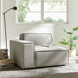 Atlas Performance Fabric Upholstered Left-Facing Modular Lounge Chair in Pewter