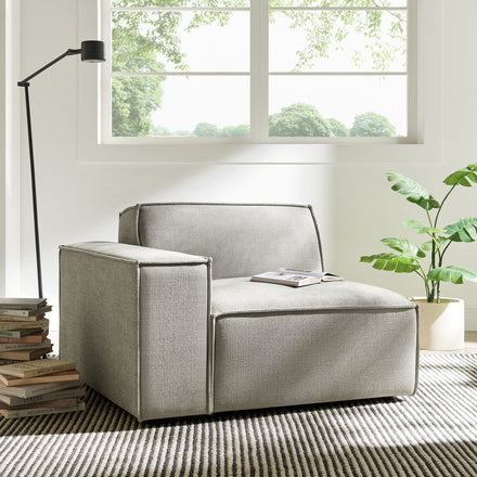 Restore Performance Fabric Upholstered Left-Facing Modular Lounge Chair in Pewter