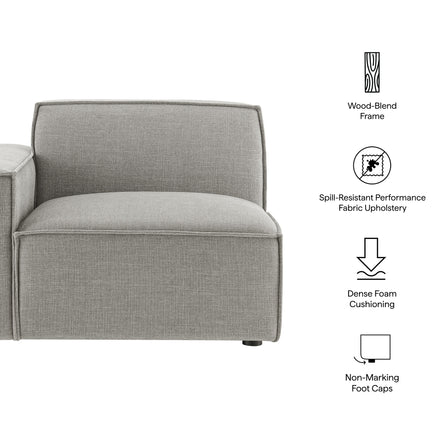 Restore Performance Fabric Upholstered Left-Facing Modular Lounge Chair in Pewter
