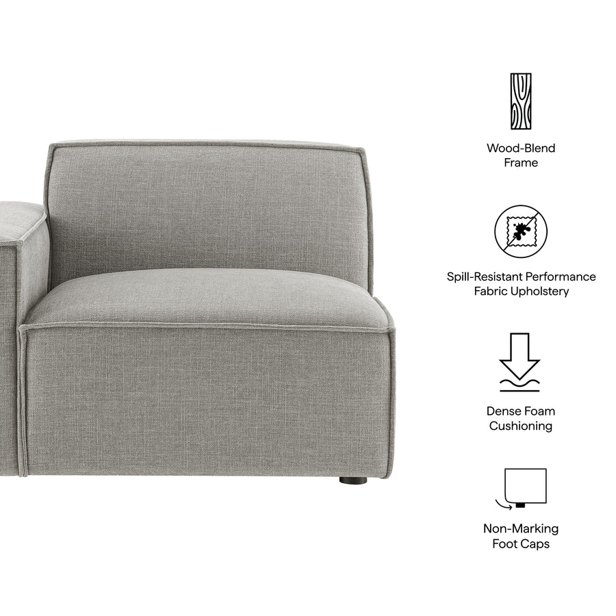 Atlas Performance Fabric Upholstered Left-Facing Modular Lounge Chair in Pewter
