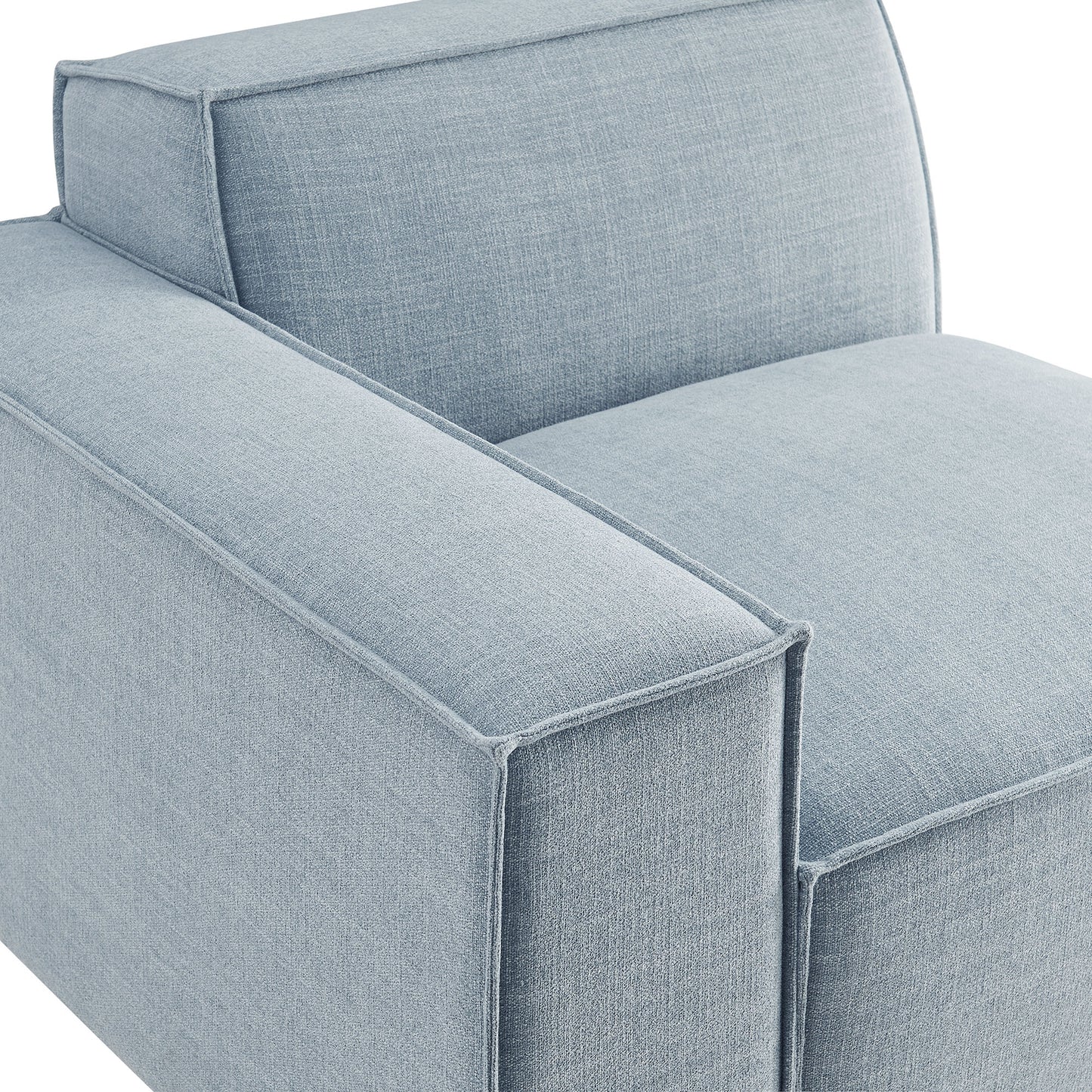 Atlas Performance Fabric Upholstered Left-Facing Modular Lounge Chair in Sky