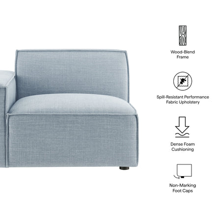 Restore Performance Fabric Upholstered Left-Facing Modular Lounge Chair in Sky