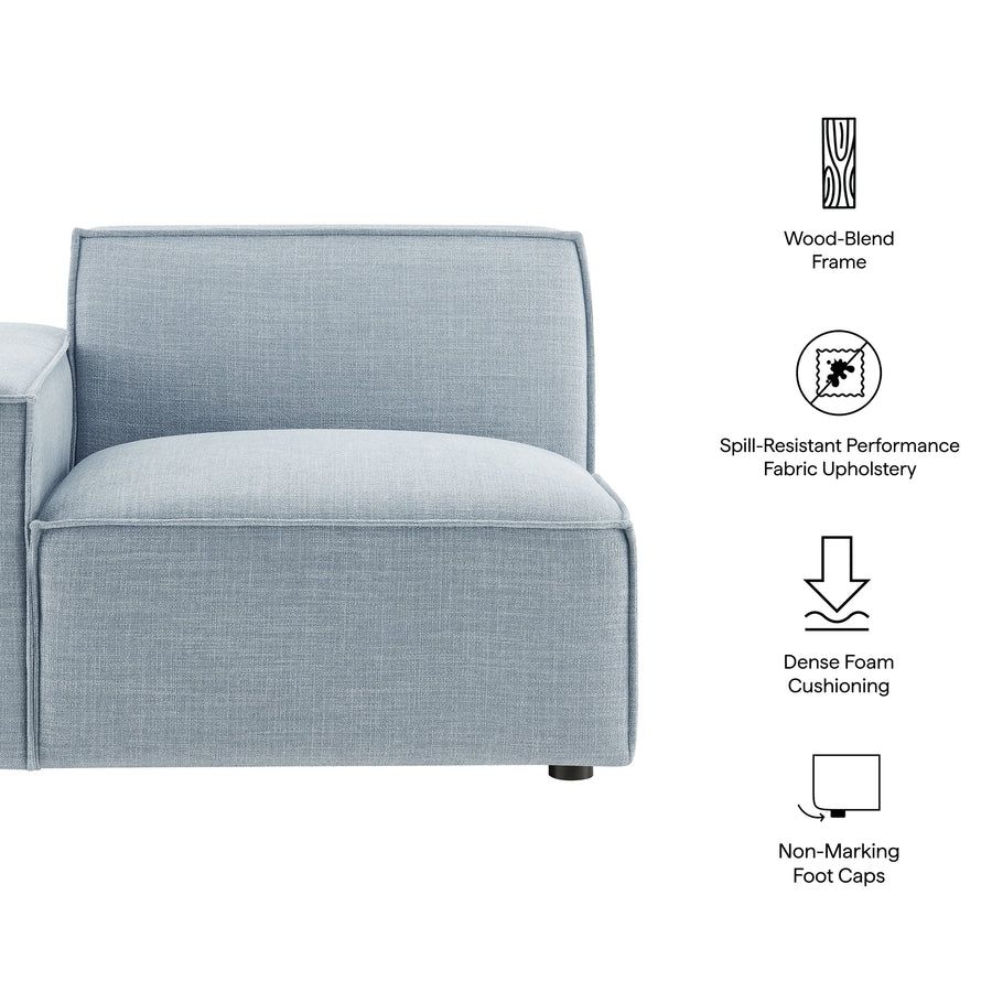 Atlas Performance Fabric Upholstered Left-Facing Modular Lounge Chair in Sky