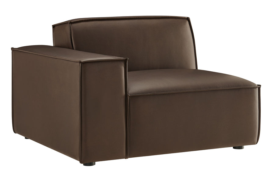 Atlas Vegan Leather Left-Facing Modular Lounge Chair in Espresso